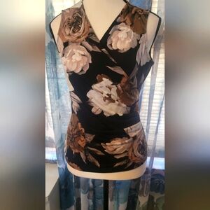 Calvin Klein Tan and Brown Fitted Sleeveless Tank Top